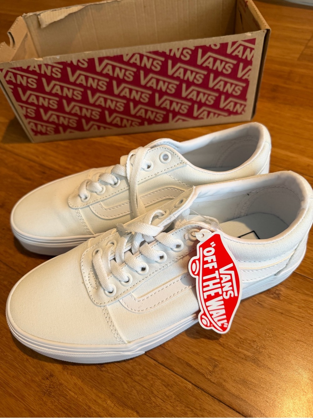 Vans White Canvas Lace-Up Sneakers